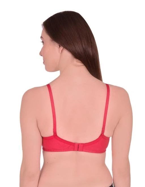 Buy BYGROW Pink and Red Solid Cotton Blend Pack of 2 Bra and Panty