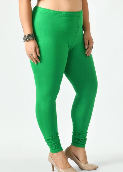  Women Cotton Lycra Plus Size Churidar Green Leggings / Ravishing