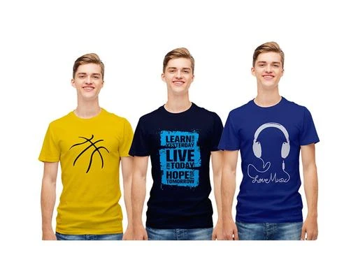 Checkout this latest Tshirts
Product Name: *Classic Men's Premium Pure Cotton Stylish Printed T-Shirt Combo Pack Of 3 Sports Gym Casual Tshirt-729-405-89*
Fabric: Cotton
Sleeve Length: Short Sleeves
Pattern: Printed
Net Quantity (N): 3
Sizes:
XS (Chest Size: 38 in, Length Size: 26 in) 
S (Chest Size: 39 in, Length Size: 27 in) 
M (Chest Size: 40 in, Length Size: 28 in) 
L (Chest Size: 42 in, Length Size: 29 in) 
XL (Chest Size: 44 in, Length Size: 30 in) 
XXL (Chest Size: 46 in, Length Size: 31 in) 
XXXL (Chest Size: 47 in, Length Size: 32 in) 
Pure Cotton Tshirt Combo Pack Of 3 We have various combos like, cotton tshirt combo, printed tshirt pack, pure cotton t shirt combo, stylish tshirt combo and many t shit pack and tshirt combos, we have, cotton tshirt pack of 3, cotton tshirt pack of 2, printed tshirt pack of 2, cotton tshirt pack of 5  We Have A Wide Range: Half Sleeve Tshirts, Round Neck T-Shirt, Full Sleeve Tshirt, Premium Round Neck T-Shirts, Regular Fit T-Shirts, T-Shirt For Men, Men'S T-Shirt, Women T-Shirt, Plain Tshirt, Funny Tshirts, Quirky T-Shirts, Graphic T-Shirts, Tank Tops For Men And Women. Our T-Shirt Made From 100% Bio-Washed Cotton, It Is An All Seasons Comfort Wear.  Do not forget to check out our coolest collection of Black T-shirt, Phone Covers, Polo T Shirts, Joggers For Men, Mens Boxers Online, Customized Mobile Covers, Custom T-shirts, white t shirts, 4 T Shirt Pack, clothing,  Plus Size Store, t-shirts for men, plain t shirts, full sleeve t shirts, XXXL size t-shirts and Vest, Basic T Shirts, Friends Reunion T shirts, super hero t shirts, Full Sleeve T Shirt for Girl, Plus size Tops for women, Casual T shirts for Men, etc. You can also check out some of the top-selling categories such as t-shirts, shorts, Shorts for Men, Shorts for Women, white t-shirts, women white t-shirts, oversize t-shirt for men, oversize t-shirt for women, Oversized t-shirts, tees, tees for men, tees for women .
Country of Origin: India
Easy Returns Available In Case Of Any Issue


SKU: 729-405-89
Supplier Name: Trendy Duniya

Code: 887-142532560-9992

Catalog Name: Urbane Glamorous Men Tshirts
CatalogID_42393811
M06-C14-SC1205