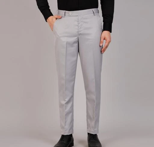  Decible Polyster Blend Formal Trousers For Man Formal Gray Pants