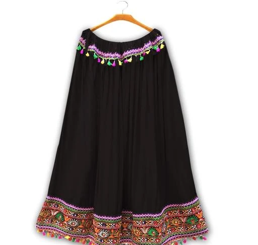 Buy Fabrona Women Rayon Gujrati Fulkari with Mirror Work Skirts Free Size  Black at Amazonin