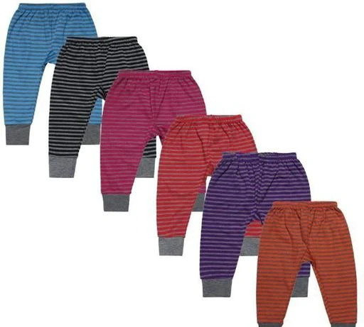 Checkout this latest Trackpants & Joggers
Product Name: *ISHRIN Track Pant For Baby Boys & Baby Girls (Multicolor, Pack of 6)*
Fabric: Cotton Blend
Pattern: Striped
Net Quantity (N): 6
ISHRIN presents Cotton Printed Full Lenght Pajamas And Pajami For Baby Boy Or Baby Girl Infant & Toddlers Pants For Sleep Wear With Multicolor Pack. This pajama for your little kid. crafted from soft fabric for a comfortable and warm feel. The all over print on the solid color base makes it look attractive. The elasticated hem adds an element of stylish look to the pajama. Soft elastic waist gives proper fit while being soft on your kid's skin. cotton baby pant in cute and trendy prints all over.Waist band of these track pants are of cotton and it has to provide the flexibility for the activities of your growing child.Whether you're kid is an athletic champion or Spoiled Brat.
Sizes: 
0-3 Months, 0-6 Months, 6-9 Months, 9-12 Months, 12-18 Months, 18-24 Months, 1-2 Years, 2-3 Years, 3-4 Years
Country of Origin: India
Easy Returns Available In Case Of Any Issue


SKU: Kanchan Pajamas-6
Supplier Name: RP Enterprises

Code: 174-143386688-9942

Catalog Name: Flawsome Fancy Kids Boys Trackpants
CatalogID_42689584
M10-C32-SC1186