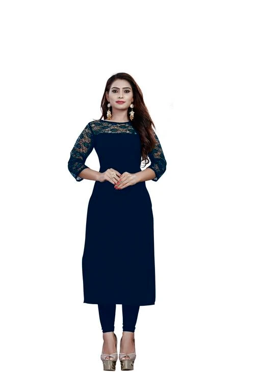 Checkout this latest Kurtis_low_ASP
Product Name: *3/4th Sleeves American Crepe And Rasal Net Blue Kurti (45