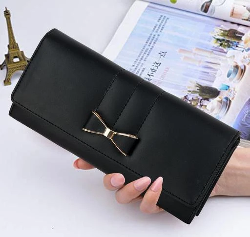 Stylish Womens clutch wallet purse for girls Grey faux leather