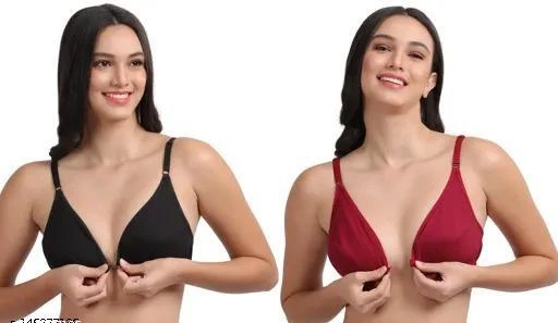  Women Front Open Bra Combo Pack Of 2 Cotton Bra Daily