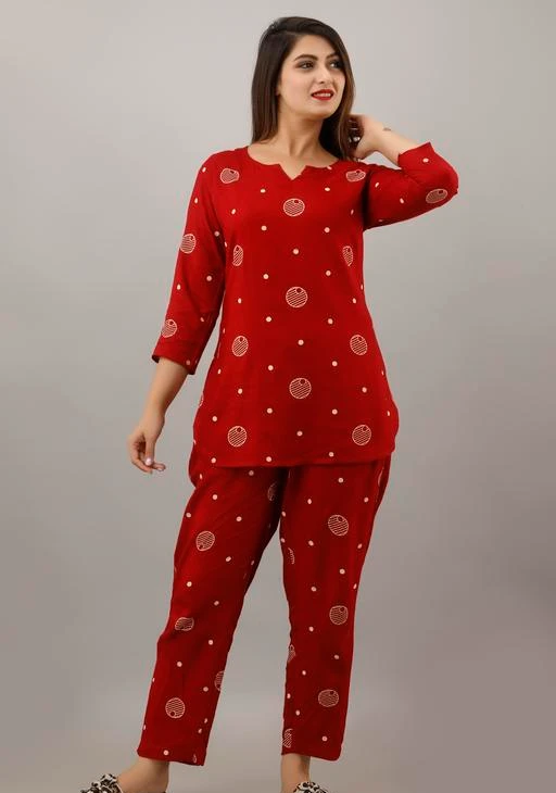Checkout this latest Nightsuits
Product Name: *Jivika Women Rayon Nightsuit*
Top Fabric: Rayon
Bottom Fabric: Rayon
Top Type: Regular Top
Bottom Type: Pyjamas
Sleeve Length: Three-Quarter Sleeves
Pattern: Printed
Multipack: 1
Sizes:
S (Top Bust Size: 38 in, Top Length Size: 30 in, Bottom Waist Size: 28 in, Bottom Length Size: 38 in) 
M (Top Bust Size: 40 in, Top Length Size: 30 in, Bottom Waist Size: 30 in, Bottom Length Size: 38 in) 
L (Top Bust Size: 42 in, Top Length Size: 30 in, Bottom Waist Size: 32 in, Bottom Length Size: 38 in) 
XL (Top Bust Size: 44 in, Top Length Size: 30 in, Bottom Waist Size: 34 in, Bottom Length Size: 38 in) 
XXL (Top Bust Size: 46 in, Top Length Size: 30 in, Bottom Waist Size: 36 in, Bottom Length Size: 38 in) 
Country of Origin: India
Easy Returns Available In Case Of Any Issue


Catalog Rating: ★4 (91)

Catalog Name: Women's Rayon Nightsuits
CatalogID_2914413
C76-SC1045
Code: 334-14683271-8811