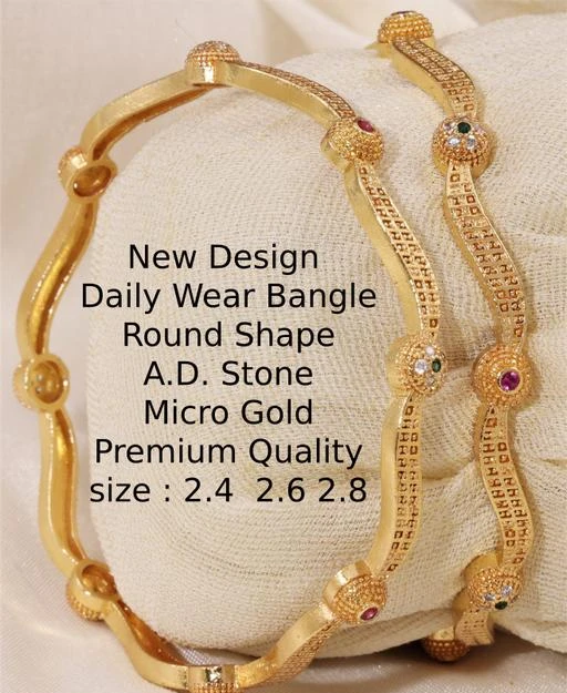 Checkout this latest Bracelet & Bangles
Product Name: *Jewellery One Gram Gold Plated Desigener Bangles Set For Women And Girls*
Base Metal: Brass
Plating: Gold Plated
Stone Type: Artificial Stones
Sizing: Non-Adjustable
Type: Bangle Set
Net Quantity (N): 2
Sizes:2.2, 2.4, 2.6, 2.8, 2.10
Country of Origin: India
Easy Returns Available In Case Of Any Issue


SKU: D029
Supplier Name: dhruv's fashion art

Code: 932-14728337-795

Catalog Name: Diva Chic Bracelet & Bangles
CatalogID_2923447
M05-C11-SC1094