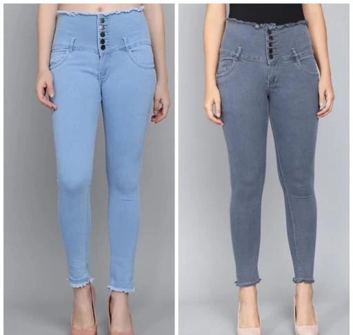 Women Cotton Jeans, Stylish/Latest 5 Button, Ankle Length