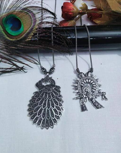 Oxidised peacock store necklace