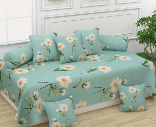 Checkout this latest Diwan Sets_500-1000
Product Name: *Rattan Furnishing Cotton 8 Pieces Diwan Set (1 Diwan Bedsheet 63x90, 2 Bolster Cover 16x32, 5 Cushion Cover 16x16)*
Bedsheet Fabric: Polycotton
Bolster Cover Fabric: Polycotton
Cushion Cover Fabric: Polycotton
No. of Bedsheets: 1
No. of Bolster Covers: 2
No. of Cushion Covers: 5
Thread Count: 280
Print or Pattern Type: Self-Design
Multipack: 1
Sizes: 
Free Size (Bedsheet Length Size: 65 in, Bedsheet Width Size: 90 in, Bolster Cover Length Size: 16 in, Bolster Cover Width Size: 32 in, Cushion Cover Length Size: 16 in, Cushion Cover Width Size: 16 in) 
Country of Origin: India
Easy Returns Available In Case Of Any Issue


SKU: green flower
Supplier Name: RATTAN FURNISHING

Code: 993-14846960-4341

Catalog Name: Elegant Attractive Diwan Sets
CatalogID_2950870
M08-C24-SC2361