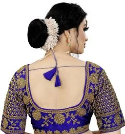 Y.C.CREATION Latest Georgette Embroidery V Neck Chikankari Lakhnavi Pattern Back  Hook Saree Blouse for Party