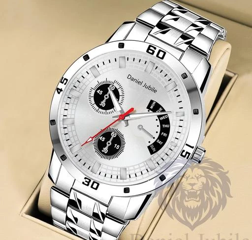 Mens silver chain on sale watch