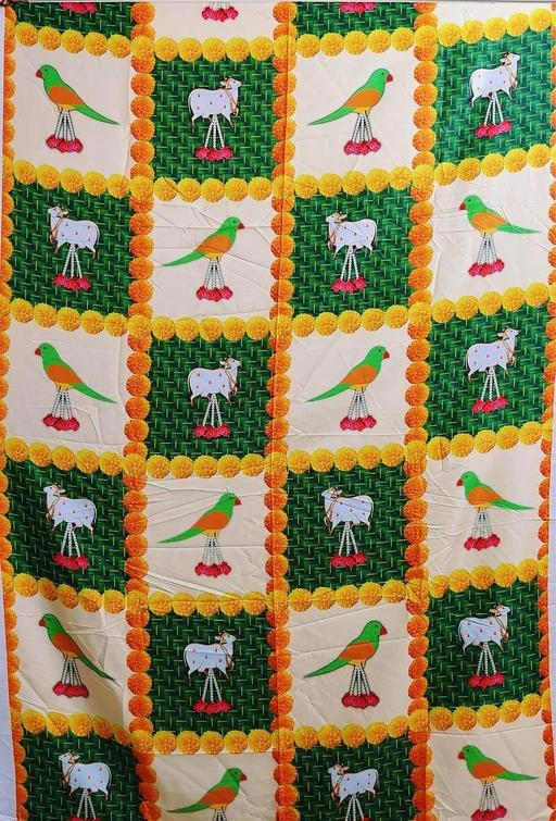  - Cow And Parrot Decoration Backdrop Cloth For Pooja Decoration