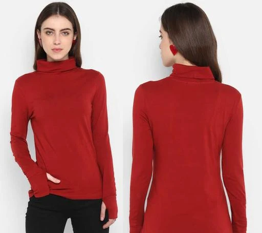 Checkout this latest Tshirts
Product Name: *Solid Women High Neck Red T-Shirt*
Fabric: Cotton Blend
Sleeve Length: Long Sleeves
Pattern: Solid
Net Quantity (N): 1
Sizes:
S (Bust Size: 36 in, Length Size: 24 in) 
M (Bust Size: 38 in, Length Size: 24 in) 
L (Bust Size: 40 in, Length Size: 24 in) 
XL (Bust Size: 42 in, Length Size: 24 in) 
Country of Origin: India
Easy Returns Available In Case Of Any Issue


SKU: SRM20TS008C_MaroonHighneck
Supplier Name: S R ENTERPRISES COLLECTIONS

Code: 972-15125438-666

Catalog Name: Fancy Cotton Blend Women Tshirts
CatalogID_3014029
M04-C07-SC1021