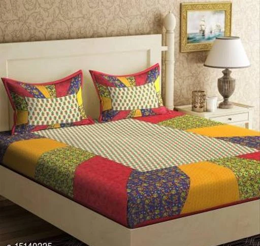 Checkout this latest Bedsheets_0-500
Product Name: *Gorgeous Classy Bedsheets*
Fabric: Cotton
No. Of Pillow Covers: 2
Thread Count: 104
Multipack: Pack Of 1
Sizes:
Queen (Length Size: 100 in, Width Size: 90 in, Pillow Length Size: 26 in, Pillow Width Size: 17 in) 
Country of Origin: India
Easy Returns Available In Case Of Any Issue


SKU: 3eTRwpLJ
Supplier Name: PF Pragati

Code: 093-15140225-078

Catalog Name: Gorgeous Fancy Bedsheets
CatalogID_3017125
M08-C24-SC1101