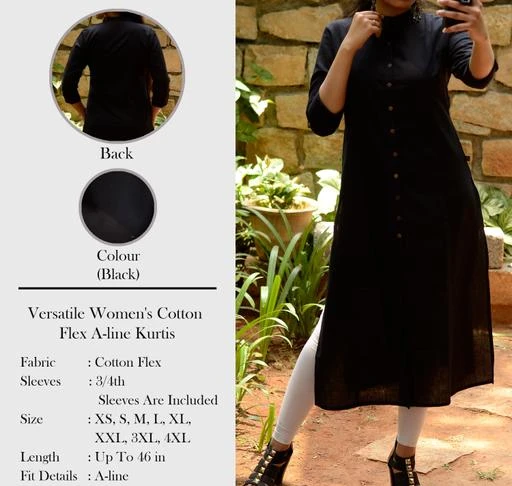 Checkout this latest Kurtis
Product Name: *Women's Solid Black Cotton Kurti*
Fabric: Cotton
Sleeve Length: Three-Quarter Sleeves
Pattern: Solid
Combo of: Single
Sizes:
XS, S, M, L, XL, XXL, XXXL, 4XL
Country of Origin: India
Easy Returns Available In Case Of Any Issue


Catalog Rating: ★4.2 (77)

Catalog Name: Women Cotton Blend A-line Solid Orange Kurti
CatalogID_197350
C74-SC1001
Code: 445-1517464-9951