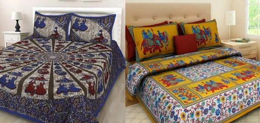 Checkout this latest Bedsheets_500-1000
Product Name: *spangle Stylish Cotton Printed Double combo bedsheet offer*
Fabric: Cotton
No. Of Pillow Covers: 4
Thread Count: 144
Multipack: Pack Of 2
Sizes:
Queen (Length Size: 100 in Width Size: 90 in Pillow Length Size: 27 in Pillow Width Size: 17 in) 
Country of Origin: India
Easy Returns Available In Case Of Any Issue


Catalog Rating: ★4 (85)

Catalog Name: Ravishing Alluring Bedsheets
CatalogID_3042160
C53-SC1101
Code: 576-15258185-7371