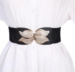 Buy AJUS 1 Pcs Metal Chain Buckle Skinny Stretch Adjustable Waist Belt  Stylish Design Ladies Womens Waist Belts kanduro-Belt for Fancy Girls, Women  Saree, Western Dress(Black) at