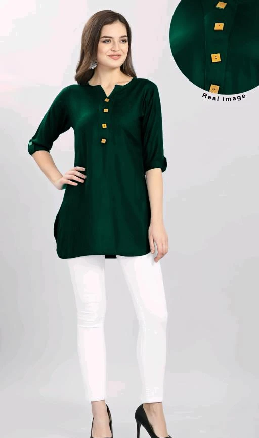 Checkout this latest Tops & Tunics
Product Name: *Classy Latest Women Tops & Tunics*
Fabric: Cotton
Sleeve Length: Short Sleeves
Pattern: Solid
Multipack: 1
Sizes:
XS, S (Bust Size: 36 in, Length Size: 25 in) 
M (Bust Size: 38 in, Length Size: 26 in) 
L (Bust Size: 40 in, Length Size: 26 in) 
XL (Bust Size: 42 in, Length Size: 27 in) 
Country of Origin: India
Easy Returns Available In Case Of Any Issue


Catalog Rating: ★3.7 (81)

Catalog Name: Stylish Elegant Women Tops & Tunics
CatalogID_3050252
C79-SC1020
Code: 952-15292055-396