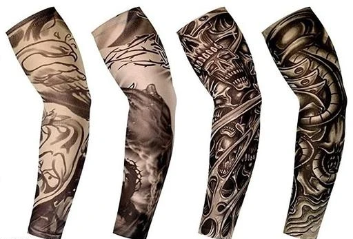 Fake Temporary Tattoo Sleeve Nylon Arm Stocking Black Gangster Mens Womens  Kids  eBay