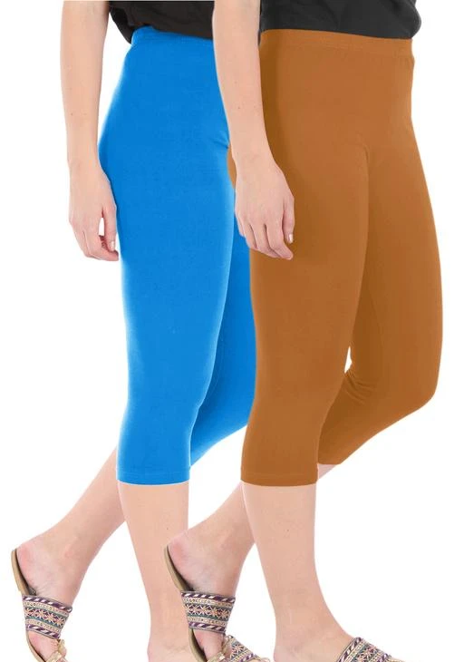 Pure Fashion Combo Pack Of 2 Skinny Fit 34 Capris Leggings For  Women