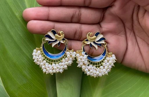 White deals meenakari earrings