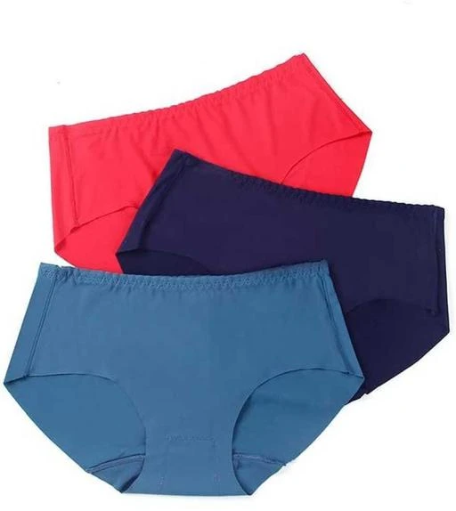 3 PCS Women Cotton Silk Seamless Panty Combo Set Innerwear Briefs