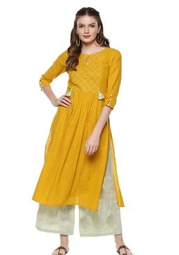 Women Solid Crepe Straight Kurta with Side Tie-Ups (Yellow), Kurta for  Girls, Long Kurta for Women, Plain Kurti for Girls