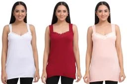  Women Pack Of 3 Multicolor Cotton Camisoles / Women Cotton  Camisole