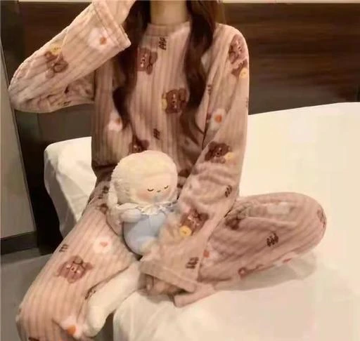 Winter Imported Nightsuit for Women | Ladies Fur Nightwear | Warm Night  Suit for Girls | Cute Velvet Online Night Dress in Disney and Cartoon  Prints