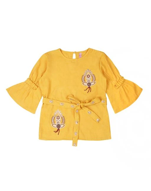 Checkout this latest Tops & Tunics
Product Name: *Ishin Girls Cotton Polyester Yellow Embroidered Top*
Fabric: Cotton Blend
Sleeve Length: Three-Quarter Sleeves
Pattern: Embroidered
Multipack: Single
Sizes: 
3-4 Years (Bust Size: 24 in, Length Size: 19 in) 
5-6 Years (Bust Size: 26 in, Length Size: 21 in) 
7-8 Years (Bust Size: 28 in, Length Size: 23 in) 
9-10 Years (Bust Size: 30 in, Length Size: 25 in) 
11-12 Years (Bust Size: 32 in, Length Size: 27 in) 
12-13 Years (Bust Size: 34 in, Length Size: 28 in) 
13-14 Years (Bust Size: 36 in, Length Size: 30 in) 
14-15 Years (Bust Size: 38 in, Length Size: 32 in) 
15-16 Years (Bust Size: 40 in, Length Size: 33 in) 
Country of Origin: India
Easy Returns Available In Case Of Any Issue


Catalog Rating: ★3.9 (76)

Catalog Name: Princess Funky Girls Tops & Tunics
CatalogID_3182214
C62-SC1142
Code: 044-15998508-8511