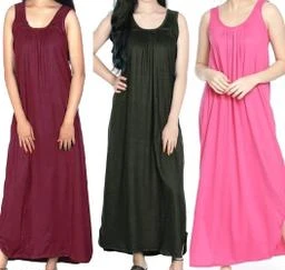 Women Sleeveless Nightie Petticoat Long Slip Ladies Kurti  Camisole