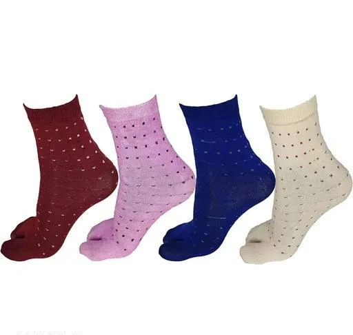 Pack of 4)Attractive Ladies Cotton Socks / Latest Girls Ankle Socks / Woman  Multicolor Cotton Socks for