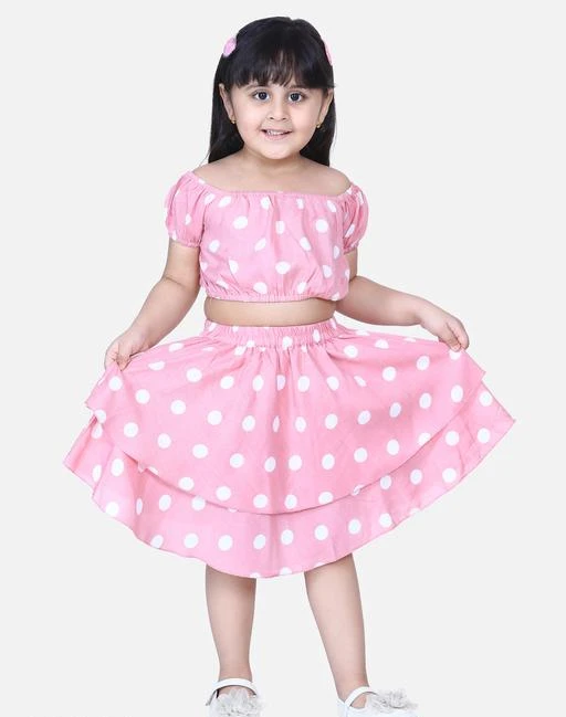 Checkout this latest Clothing Set
Product Name: *Pink polka off shoulder top with flaird skirt*
Top Fabric: Cotton
Bottom Fabric: Cotton
Sleeve Length: Short Sleeves
Top Pattern: Solid
Bottom Pattern: Solid
Net Quantity (N): Pack Of 2
Add-Ons: Top/Tshirt
Sizes:
2-3 Years (Top Chest Size: 22 in, Top Length Size: 8.5 in, Bottom Waist Size: 18 in, Bottom Length Size: 10 in) 
3-4 Years (Top Chest Size: 23 in, Top Length Size: 8.5 in, Bottom Waist Size: 19 in, Bottom Length Size: 11.5 in) 
4-5 Years (Top Chest Size: 25 in, Top Length Size: 9 in, Bottom Waist Size: 20 in, Bottom Length Size: 12.5 in) 
5-6 Years (Top Chest Size: 26.5 in, Top Length Size: 9.5 in, Bottom Waist Size: 21 in, Bottom Length Size: 13.5 in) 
6-7 Years (Top Chest Size: 28 in, Top Length Size: 10.5 in, Bottom Waist Size: 22 in, Bottom Length Size: 15 in) 
7-8 Years (Top Chest Size: 30 in, Top Length Size: 11 in, Bottom Waist Size: 23 in, Bottom Length Size: 16.5 in) 
Country of Origin: India
Easy Returns Available In Case Of Any Issue


SKU: M195-PINK
Supplier Name: Stupa fashion

Code: 105-16316134-5031

Catalog Name: Flawsome Funky Girls Top & Bottom Sets
CatalogID_3249900
M10-C32-SC1147