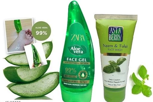 Checkout this latest Moisturizers Product Name: *Zara Aloe Vera Face For Softness Dry Skin 99% Pure Aloe Vera Gel (100ml) With Asta Berry Neem & Tulsi Face Wash Deep Cleanses