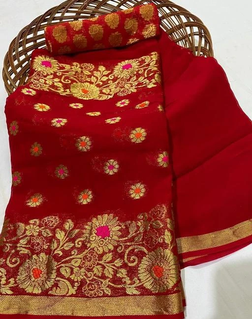 Checkout this latest Sarees
Product Name: *Myra Voguish Sarees*
Saree Fabric: Georgette
Blouse: Running Blouse
Blouse Fabric: Viscose
Pattern: Zari Woven
Blouse Pattern: Zari Woven
Multipack: Single
Sizes: 
Free Size (Saree Length Size: 5.5 m, Blouse Length Size: 0.8 m) 
Country of Origin: India
Easy Returns Available In Case Of Any Issue


SKU: SB-014-178-FLOWER
Supplier Name: SAMJU BAA CREATION

Code: 229-16422318-0693

Catalog Name: Aagam Superior Sarees
CatalogID_3274198
M03-C02-SC1004