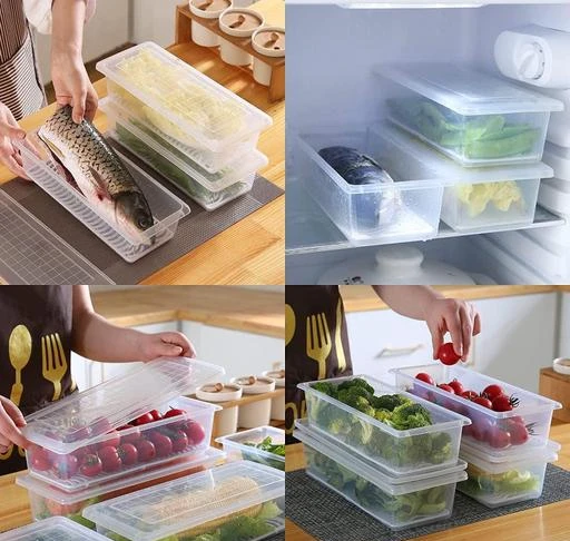 Freezer Storage Box Food Storage Container Refrigerator Plastic Storage Box  For Storing Kitchen Vegetables, Fish And Fruits