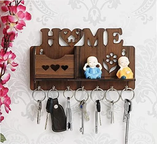Key Holder for Home Wall Stylish, Wooden Key Stand, Mobile Holder for  Wall