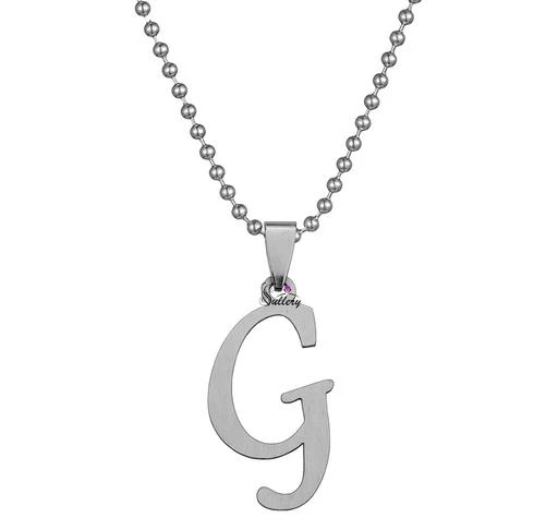 Buy Checkout This Latest Jewellery Product Name Sullery Les Bernard G Alphabet Letter Pendant Silver Stainless Steel Necklace Chain For Men And Women For Rs418 Cod And Easy Return Available