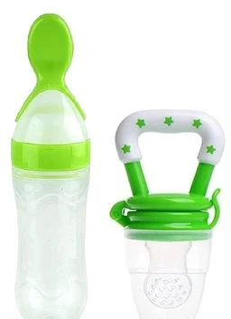 Silicone Baby Food Feeder Set Newborn Nibbler Pacifier Feeding Bottle  Squeeze Feeder for Infant Food Dispensing