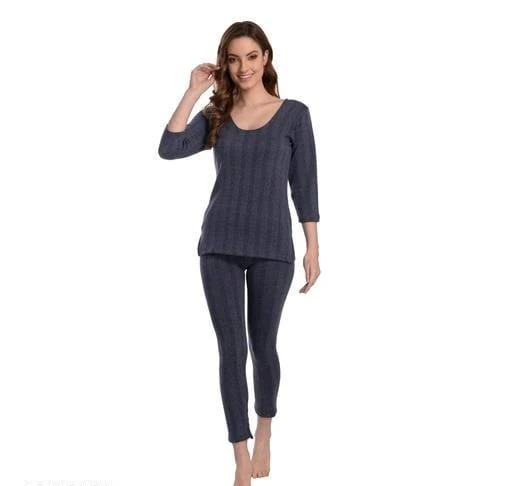 Women Striped Thermal Set