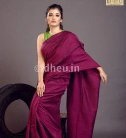 Solid, Plain Dyed, Crepe Silk Saree without blouse piece