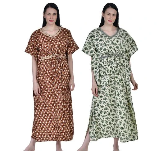Checkout this latest Nightdress
Product Name: *Shararat Women's Printed Cotton Kaftan Nighty | Kaftan Nightwear Night Gown for Women | Night Dress for women  *
Fabric: Cotton
Sleeve Length: Short Sleeves
Pattern: Printed
Multipack: 2
Add ons: Top
Sizes:
M, L, XL, XXL, Free Size (Bust Size: 44 in, Length Size: 53 in) 
Country of Origin: India
Easy Returns Available In Case Of Any Issue


Catalog Rating: ★4 (73)

Catalog Name: Shararat Women's Printed Cotton Kaftan Nighty | Kaftan Nightwear Night Gown for Women | Night Dress for women
CatalogID_3402098
C76-SC1044
Code: 356-16968695-7902