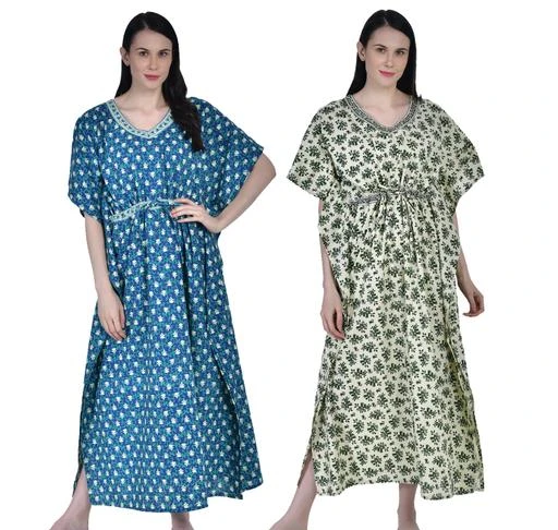 Checkout this latest Nightdress
Product Name: *Shararat Women's Printed Cotton Kaftan Nighty | Kaftan Nightwear Night Gown for Women | Night Dress for women  *
Fabric: Cotton
Sleeve Length: Short Sleeves
Pattern: Printed
Multipack: 2
Add ons: Top
Sizes:
M, L, XL, XXL, Free Size (Bust Size: 44 in, Length Size: 53 in) 
Country of Origin: India
Easy Returns Available In Case Of Any Issue


Catalog Rating: ★4 (75)

Catalog Name: Shararat Women's Printed Cotton Kaftan Nighty | Kaftan Nightwear Night Gown for Women | Night Dress for women
CatalogID_3402098
C76-SC1044
Code: 756-16968787-7902