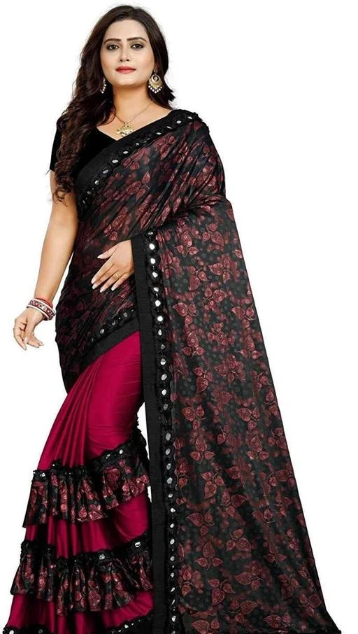 Checkout this latest Sarees
Product Name: *RUFFLE LYCRA PARTY WEAR PRINT FANCY SAREE*
Saree Fabric: Lycra Blend
Blouse: Separate Blouse Piece
Blouse Fabric: Dupion Silk
Pattern: Printed
Blouse Pattern: Solid
Net Quantity (N): Single
Sizes: 
Free Size (Saree Length Size: 5.4 m, Blouse Length Size: 0.8 m) 
Country of Origin: India
Easy Returns Available In Case Of Any Issue


SKU: RUFFLE MAROON
Supplier Name: Vraj tex fab

Code: 953-17101110-078

Catalog Name: Trendy Superior Sarees
CatalogID_3433145
M03-C02-SC1004