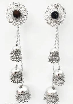 Silver hot sale kashmiri jhumka