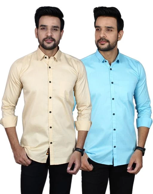 Checkout this latest Shirts
Product Name: *Shirt Combo *
Fabric: Cotton Blend
Sleeve Length: Long Sleeves
Pattern: Solid
Multipack: 2
Sizes:
M (Chest Size: 38 in, Length Size: 29 in) 
L (Chest Size: 40 in, Length Size: 30 in) 
XL (Chest Size: 42 in, Length Size: 31 in) 
XXL (Chest Size: 44 in, Length Size: 32 in) 
Country of Origin: India
Easy Returns Available In Case Of Any Issue


Catalog Rating: ★4 (88)

Catalog Name: Urbane Sensational Men Shirts
CatalogID_3448135
C70-SC1206
Code: 726-17161998-1371