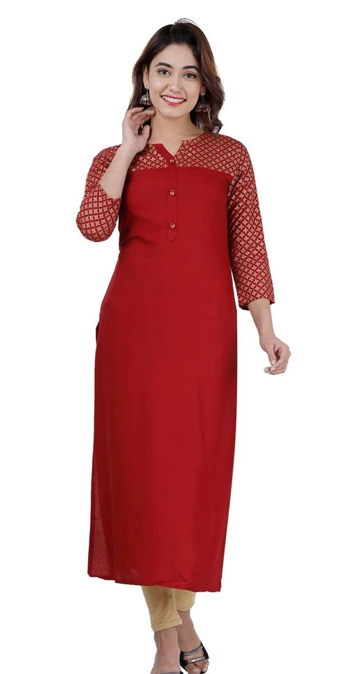 Checkout this latest Kurtis
Product Name: *Women printed rayon Straight Kurta  (maroon)*
Fabric: Rayon
Sleeve Length: Three-Quarter Sleeves
Pattern: Printed
Combo of: Single
Sizes:
S (Bust Size: 36 in, Size Length: 46 in) 
M (Bust Size: 38 in, Size Length: 46 in) 
L (Bust Size: 40 in, Size Length: 46 in) 
XL (Bust Size: 42 in, Size Length: 46 in) 
XXL (Bust Size: 44 in, Size Length: 46 in) 
Country of Origin: India
Easy Returns Available In Case Of Any Issue


SKU: KUD2033_MAROON
Supplier Name: suman_garments

Code: 162-17165838-795

Catalog Name: Abhisarika Refined Kurtis
CatalogID_3449168
M03-C03-SC1001
