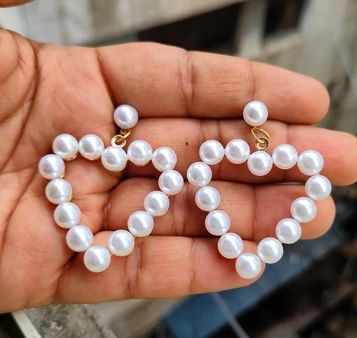 Heart shaped sale pearl earrings