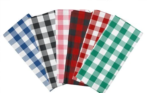 Lushomes Table Napkins, Red checks table napkins cotton set of 6, Rest